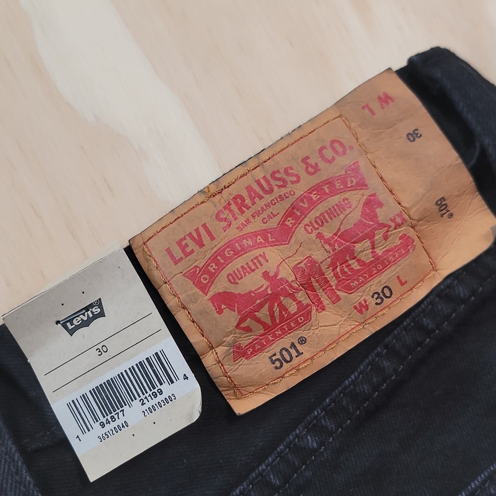 Levis Strauss 501 Denim Jean Shorts‎ Mens 30x9 Black "9 Button Fly Dark Wash NWT - Picture 13 of 16